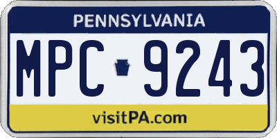 PA license plate MPC9243