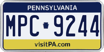 PA license plate MPC9244