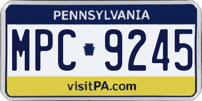 PA license plate MPC9245