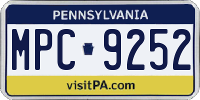 PA license plate MPC9252