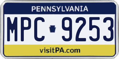 PA license plate MPC9253