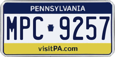 PA license plate MPC9257