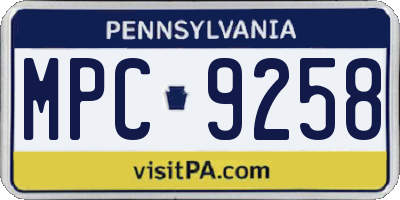 PA license plate MPC9258