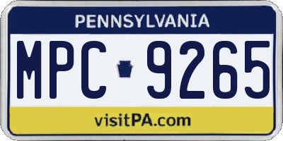 PA license plate MPC9265
