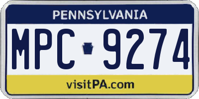 PA license plate MPC9274