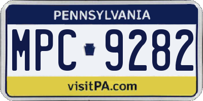 PA license plate MPC9282