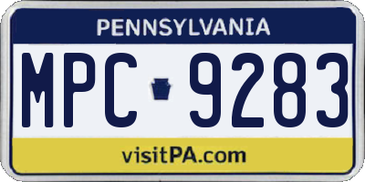 PA license plate MPC9283