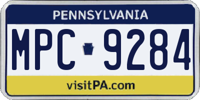 PA license plate MPC9284