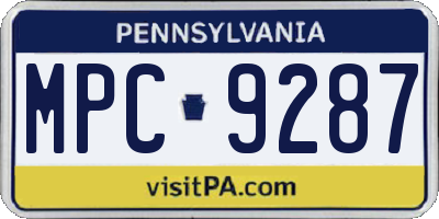 PA license plate MPC9287