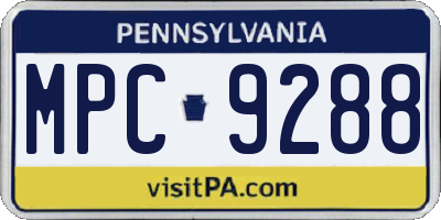 PA license plate MPC9288