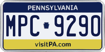 PA license plate MPC9290