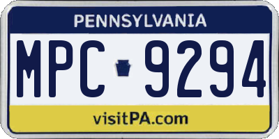 PA license plate MPC9294