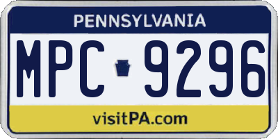 PA license plate MPC9296