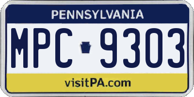 PA license plate MPC9303