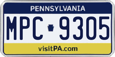 PA license plate MPC9305