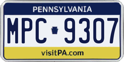 PA license plate MPC9307