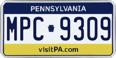 PA license plate MPC9309