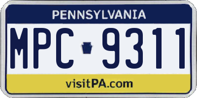 PA license plate MPC9311