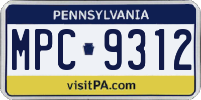 PA license plate MPC9312