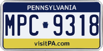 PA license plate MPC9318