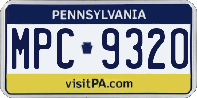 PA license plate MPC9320