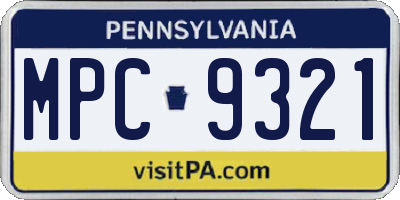 PA license plate MPC9321