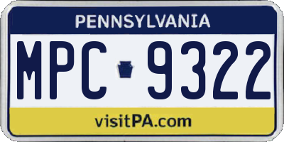PA license plate MPC9322