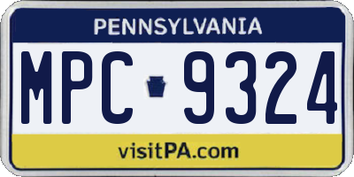 PA license plate MPC9324