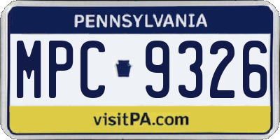 PA license plate MPC9326