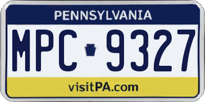 PA license plate MPC9327