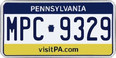 PA license plate MPC9329