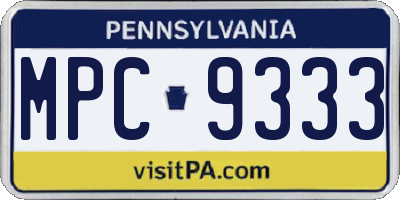 PA license plate MPC9333