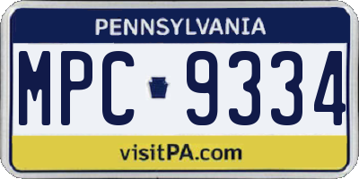 PA license plate MPC9334