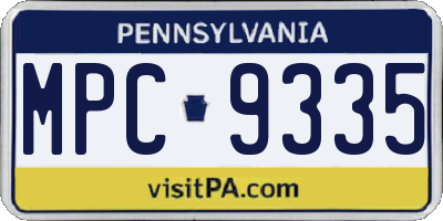 PA license plate MPC9335