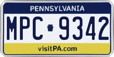 PA license plate MPC9342