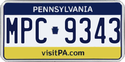 PA license plate MPC9343