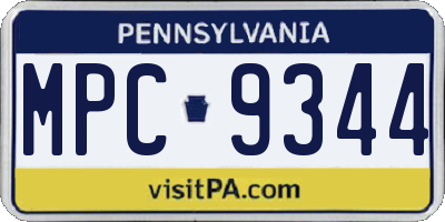 PA license plate MPC9344