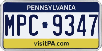 PA license plate MPC9347