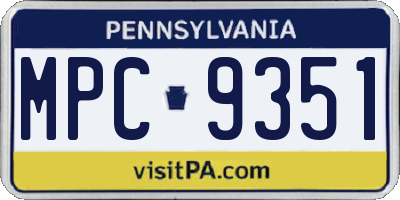 PA license plate MPC9351
