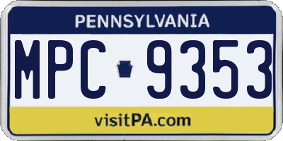PA license plate MPC9353