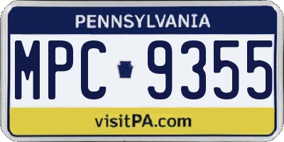 PA license plate MPC9355