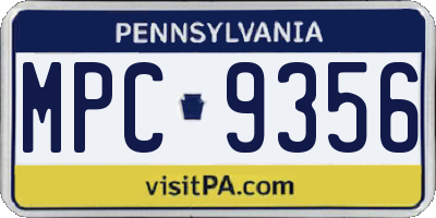 PA license plate MPC9356