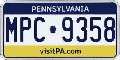 PA license plate MPC9358