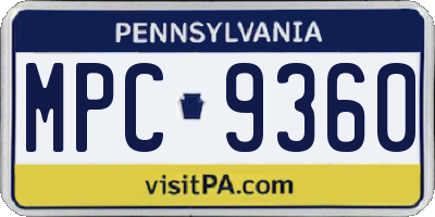 PA license plate MPC9360