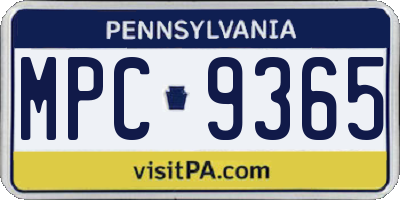 PA license plate MPC9365