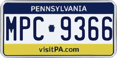 PA license plate MPC9366