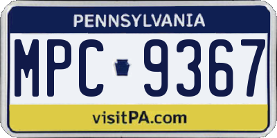 PA license plate MPC9367