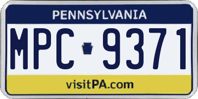 PA license plate MPC9371