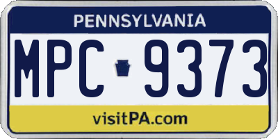 PA license plate MPC9373