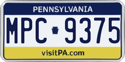 PA license plate MPC9375